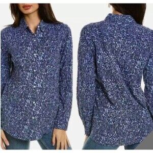 J.McLaughlin Lois Button Up Blouse Shirt Blue Beatriz Spot XL